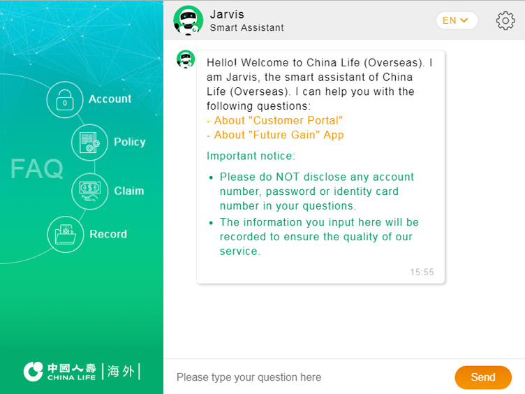 China Life (Overseas) launches new phase of Smart Customer Service, Artificial Intelligence Chatbot -"Smart Assistant Jarvis"